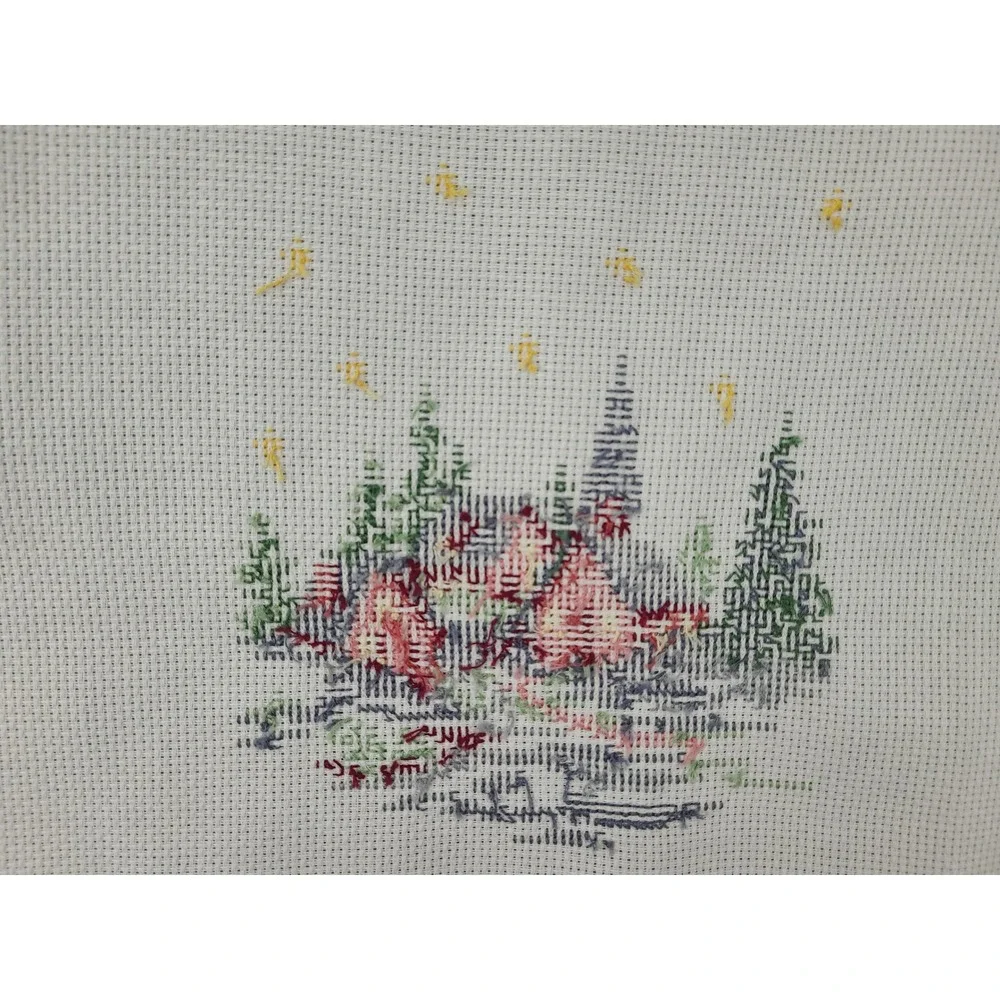 Handmade Needlepoint Christmas Village Scene Wall‎ Art Decor 15